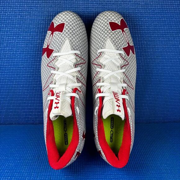 🔴 UNDER ARMOUR TEAM NITRO LOW Men`s Size 12 Grey Red Soccer Cleats 1291122-101 - Picture 6 of 8